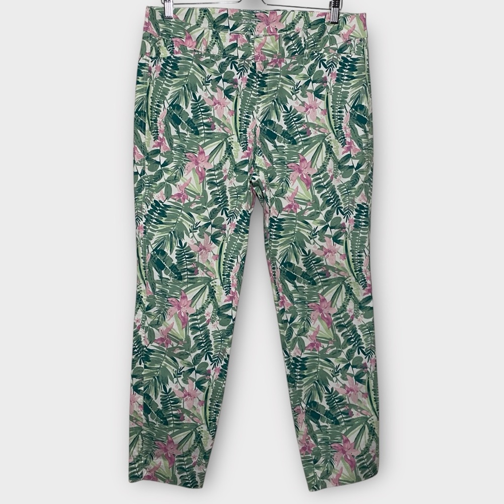 Old Navy Green Pink & White Floral Pixie Tapered Ankle Pants Jeans Size 12